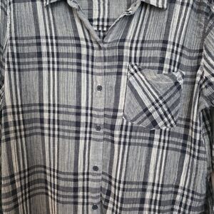 Lucky Brand Blue and White Plaid Button Down Shirt Size Large